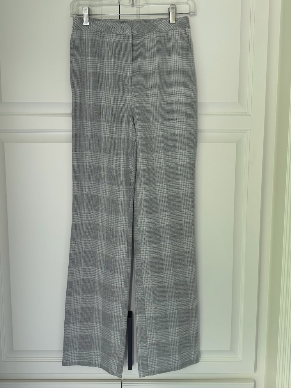 Light Gray Textured Plaid Trousers
